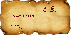 Lopos Erika névjegykártya